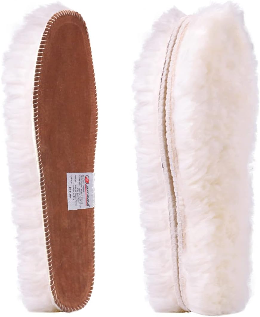 Ailaka Women’s Sheepskin Insoles, Thick Warm Wool Insoles Fluffy Fleece Replacement for Shoes Boots Slippers