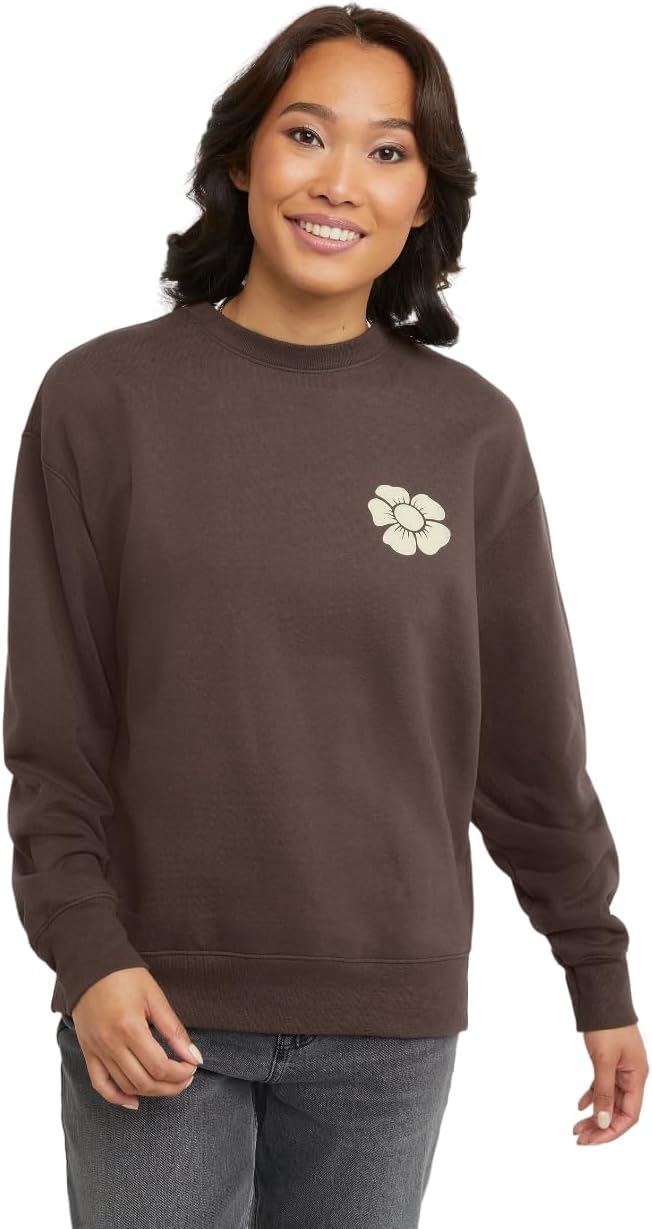 Hanes Originals Women's Fleece Sweatshirt, Midweight Sweatshirt for Women, Placed Flowers