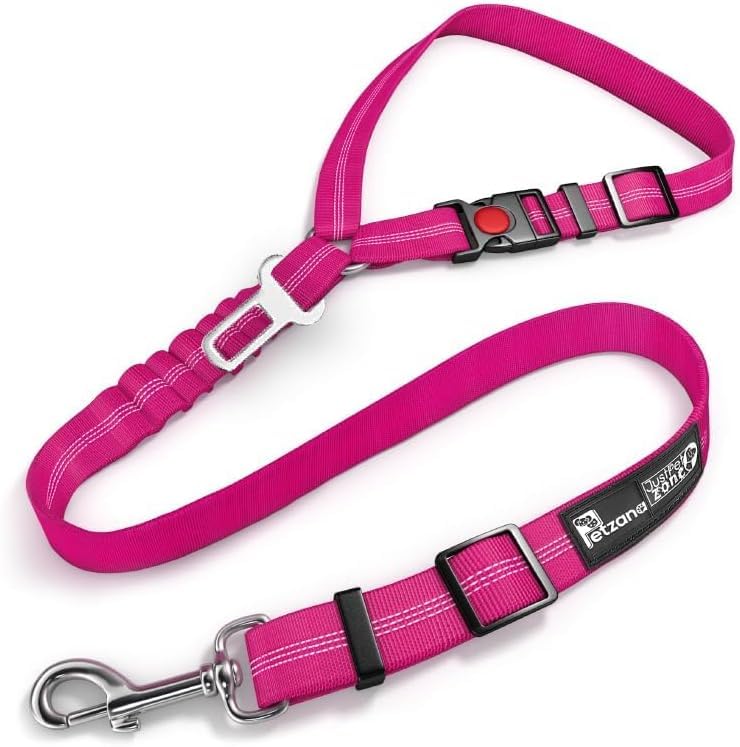 Dog Seat Belts for Cars UK, Headrest Dog Car Seat Belt, Bungee (Pink)