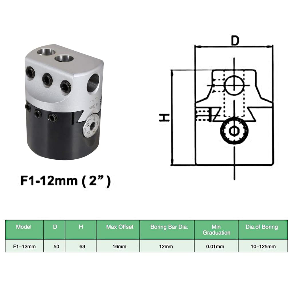 vidaXL Jeu d'Outils d'Alésage 15 pcs 50 mm Tête d'Alésage MT3-F1-12 Tête de Forage Alésage Cylindrique Rainure peu Profonde Trou de Marche