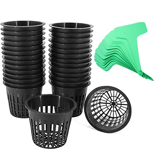 3 Inch Net Pots for Hydroponics 30 Packs with Plant Labels 30Pcs Heavy Duty Wide Mouth Net Cups Slotted Mesh Pot hydroponics Supplies