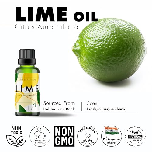 Image of Esslux Lime Essential Oil | 100% Natural Oil for Skin & Hair | Therapeutic Grade Lime Oil for Diffuser, Candles & Soap Making | Promotes Clearer Skin, Uplifted Moods & Sharper Focus (60ml)
