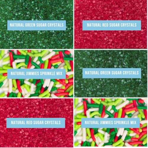 Image of Sweets Indeed Sprinkles 6 Cell Edible Sprinkle Mix Jimmies Perfect for Cake Decorations Baking Ice Cream Cookies Cupcake Topper (Christmas)