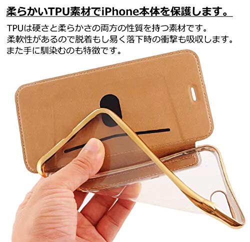 【強化ガラス+リングホルダー付き】ケース・iPhone 14 対応 手帳型 クリア サイドカラー カードポケット付き iPhone14 対応 カバー 背面 透明 (レッド, iPhone 14)