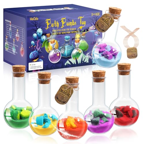 MeCids Bombe da bagno per bambini, confezione da 6 bombe da bagno organiche naturali, scienza e magia, bottiglia magica, bombole da bagno, kit per ragazzi, ragazze, compleanno, Natale