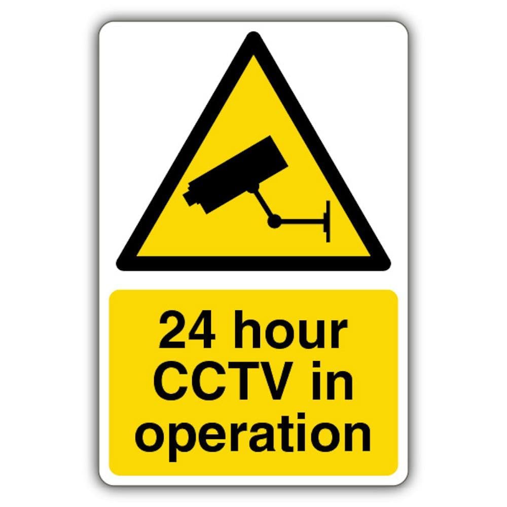 V Safety GloReflect 24 Hours CCTV in Operation Safety Sign - 400 x 600 mm - 1.2mm Rigid Plastic - GloReflect
