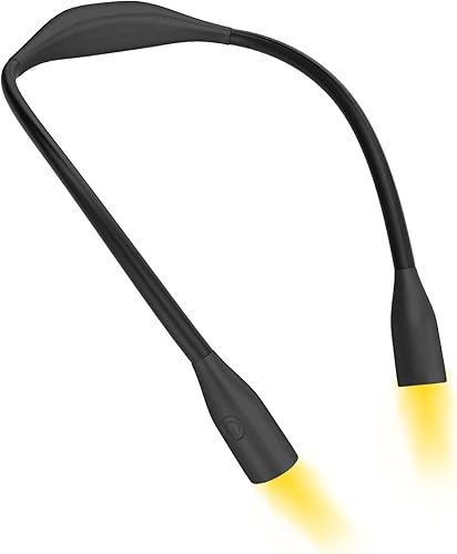 Victoper Luz LED de lectura para el cuello, luces de libro flexibles de 3 colores para leer en la cama en casa, brillo ajustable, recargable, luces