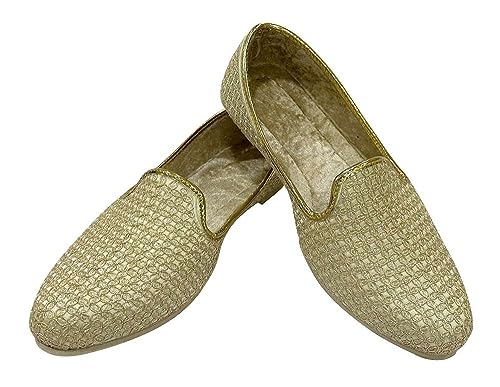 Punjabi Jutti for Men's Traditional Mojaris Shoes Cream Gold Wedding for Groom Indian Handmade Ethnic Jooti2