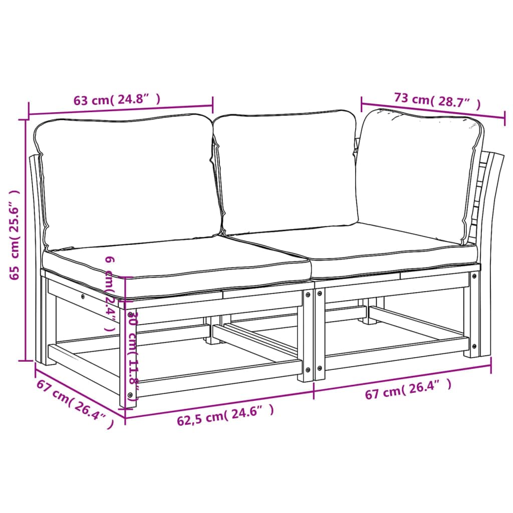 LAPOOH Set di mobili da giardino 2 pezzi con cuscini in legno di acacia, mobili da giardino esterni, set da giardino per esterni, set divano da giardino, mobili da esterno da giardino - 366498
