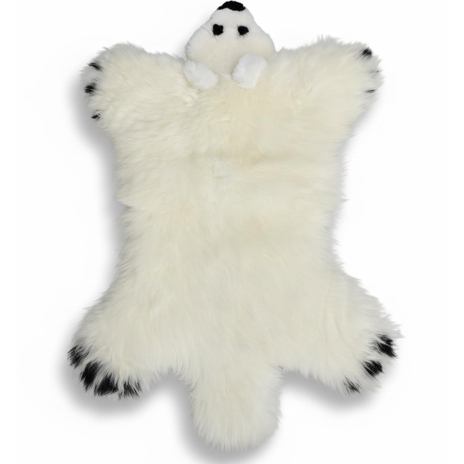 Gracefur Polar Bear Rug for Nursery - Fluffy Shaggy Sheepskin Rug for Kids Bedroom - Cute Soft Bear Animal Shaped Rug for Girls Boys Toddlers Decor