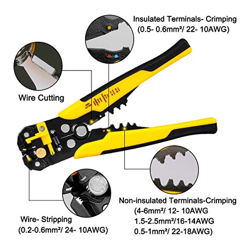Wire Stripper Crimper Plier Set, CYLBAQ 400pcs Ferrule Crimper Plier Kit with Cold-Pressed Terminal, Tube Terminal, Cable Tie and Pliers, AWG24-10 Wire Terminals Crimping Pliers for Cutting Crimping 4 Wire Stripper Crimper Plier Set, CYLBAQ 400pcs Ferrule Crimper Plier Kit with Cold-Pressed Terminal, Tube Terminal, Cable Tie and Pliers, AWG24-10 Wire Terminals Crimping Pliers for Cutting Crimping - Image 4