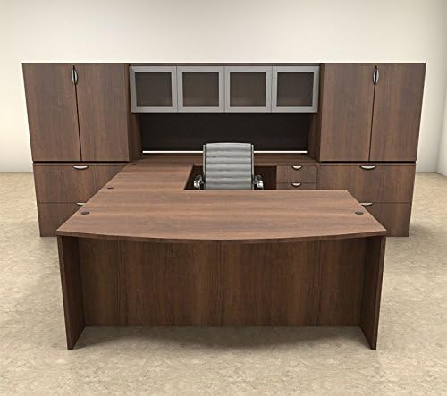 7pc U Shape Modern Contemporary Executive Office Desk Set, OF-CON-U19