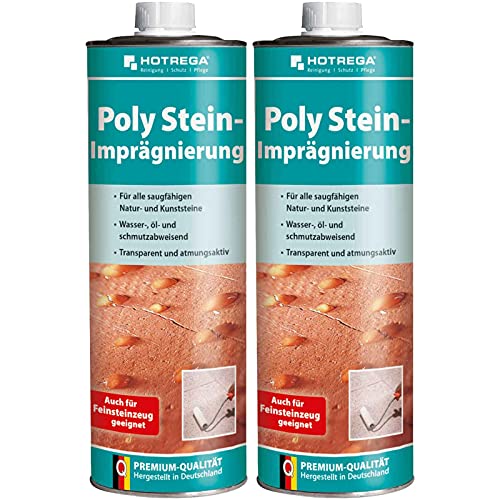 HOTREGA Poly Stein Imprägnierung 1 l - professionelles Stein Imprägniermittel für Innen und Außen, Mengen:2 Cover