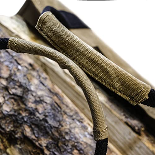 Readywares Waxed Canvas Firewood Bag – Heavy-Duty Log Tote Bag with Reinforced Handles – Durable Wood Holder for Fireplace, Campfire, and Outdoor Use