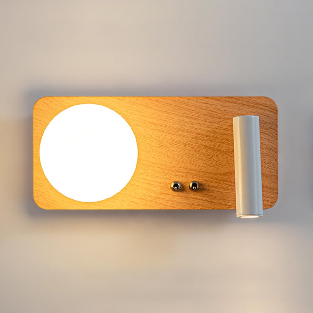 Lámpara de pared de grano de madera para leer en la cama y crear un ambiente nórdico