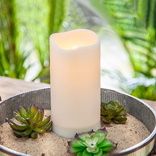 Outdoor Solar Flameless Candle Weatherproof Resin Flickering Flame (4X8) #TOP1