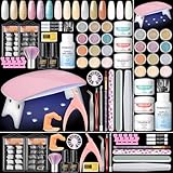 PEACECOLOR Acrylic Nail Kit With 15 Colors Powder, Lamp, Base Top Coat - Full Set for Beginners, Gift for Women