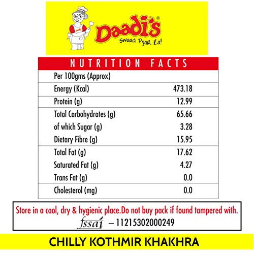 Image of Daadi's Crisp Wheat Chilly Kothmir Khakhra, 180g each (Pack of 3)