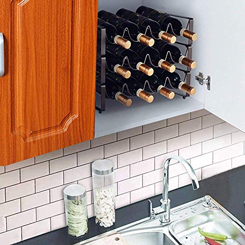 Soporte apilable para 12 botellas de vino negro mate miniatura 3