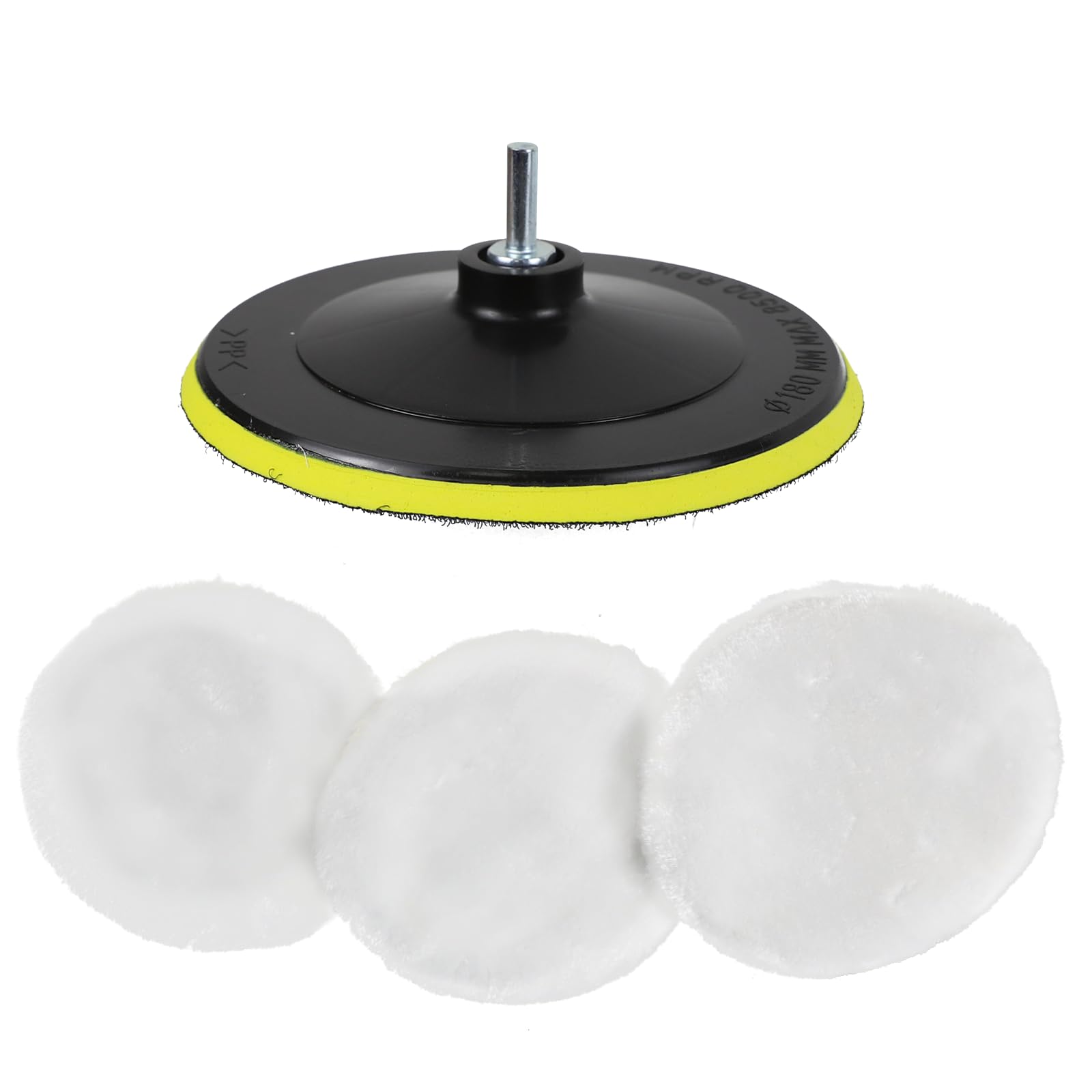 Hbxdeco 5PCS Wool Polishing Buffing Pad, 7 Inch Soft Sheep Wool Buffing Pads Kit with Hook and Loop Back & M14 Drill Adapter, Polisher Buffer Drill Attachment for Car, Furniture, Glass