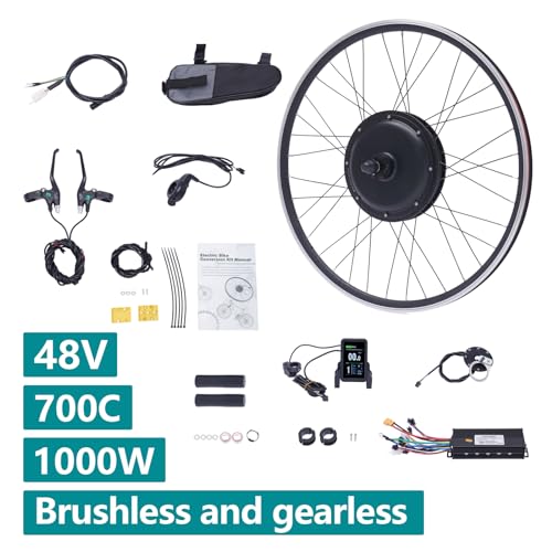 48V 1000W Electric Bike Conversion Kit,Front Wheel Electric Bicycle Motor Kit with Display,E-Bike Hub Motor Conversion Kit for 700C 28\"/29\'\' Front Wheel Cycling - Thumbnail 6