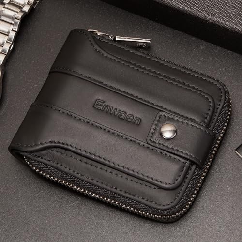 Zipper Wallets for Men, RFID Blocking Genuine Leather Bifold Zip Around Wallets Multi with Credit Card Holder4
