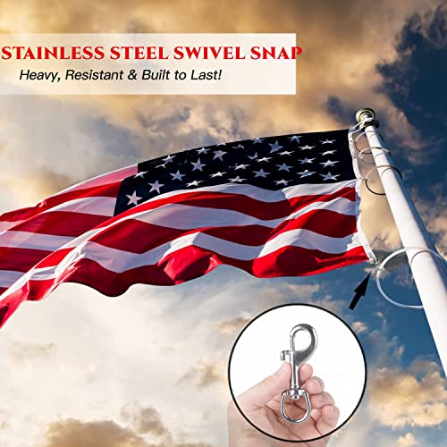 Faneta 316 Stainless Steel Flag Pole Swivel Round Eye Bolt Snap Hook Marine Grade Single Ended Flagpole Snap Clips Attachment Hardware To Attach Flag To Flagpole With Rope (Set Of 2) (3-1/2 Inch) #TOP3