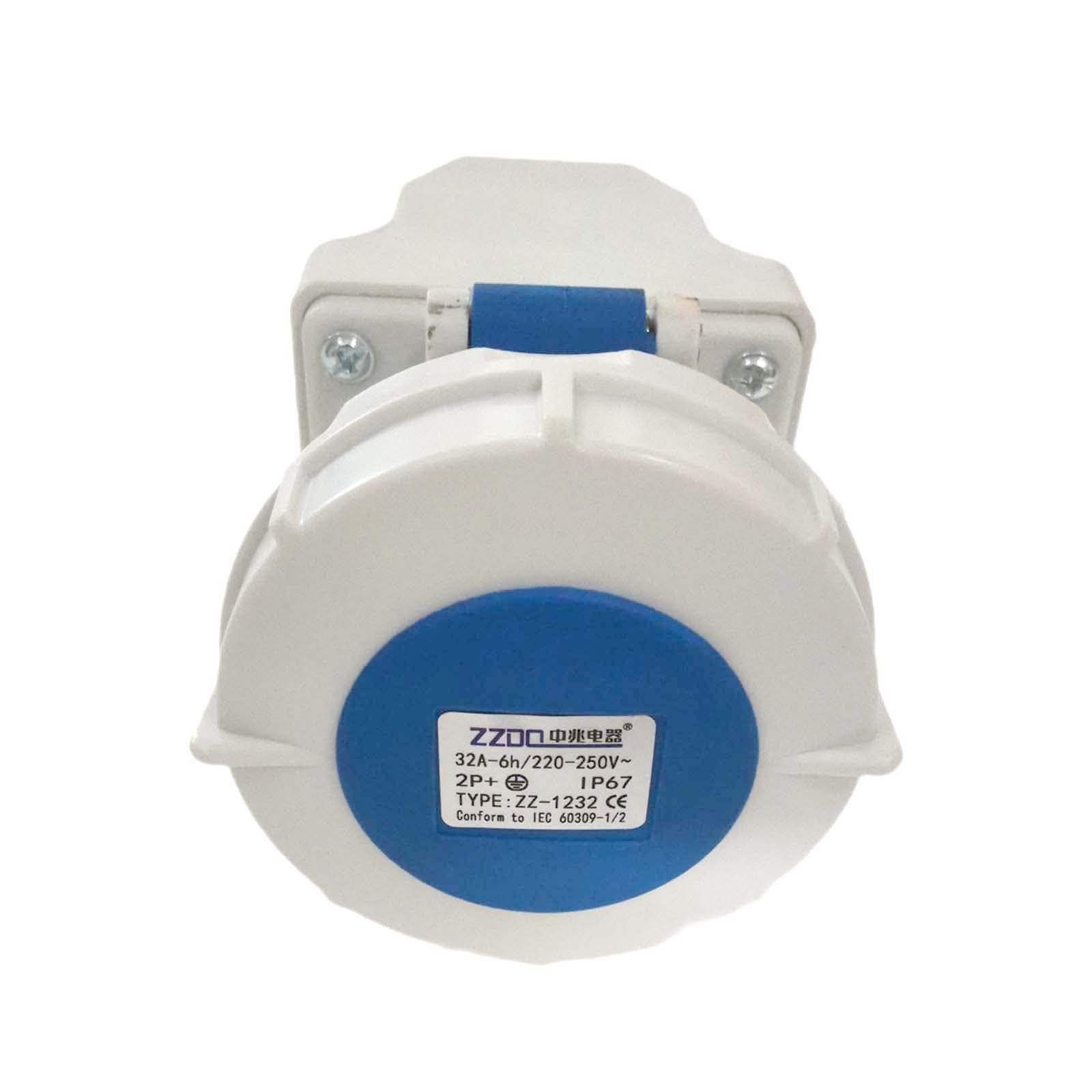 Qianly Conector Industrial Impermeable IP67, 32a 220v-250v 2p + e Azul