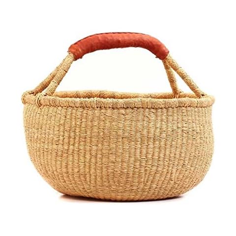 Ghana Baskets| Bolga African Baskets| Dye-Free Market Basket | Fair Trade (17"-19" Extra Large) Cover