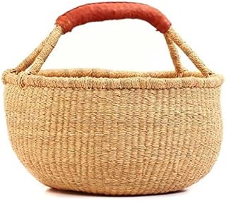 Ghana Baskets| Bolga African Baskets| Dye-Free Market Basket | Fair Trade (17"-19" Extra Large)