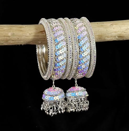 Image of NMII Ethnic Wear Bangles Gold-Tone Alloy with Musical Ghungroo Charms | Women Fashionable Jewelry | Designer Bracelet Bangles For Girls | Viral Kashmiri Chudiya for Weddings, Festivals & Parties