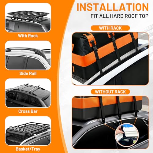 Car Rooftop top Cargo Carrier 21 Cubic feet 100% Waterproof Heavy Duty PVC for All Cars with/Without Rack, Includes Anti-Slip Mat, 10 Buckle with Straps, 6 Door Hooks, Luggage Lock - Thumbnail 5