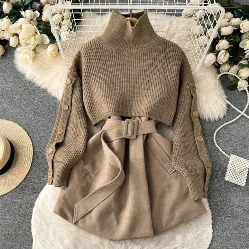 ChenKongHai Autumn and Winter Gentle Style Wear Women's Korean Short Sweater Vest Suit Skirt Two-Piece Set3