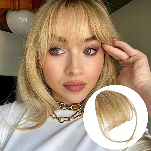 BOGSEA Bangs Hair Clip in Bangs Real Human Hair Wispy Bangs Fringe with Temples Hairpieces for Women Clip on Air Bangs Flat Neat Bangs Hair Extension for Daily Wear (Wispy Bangs, (18#))