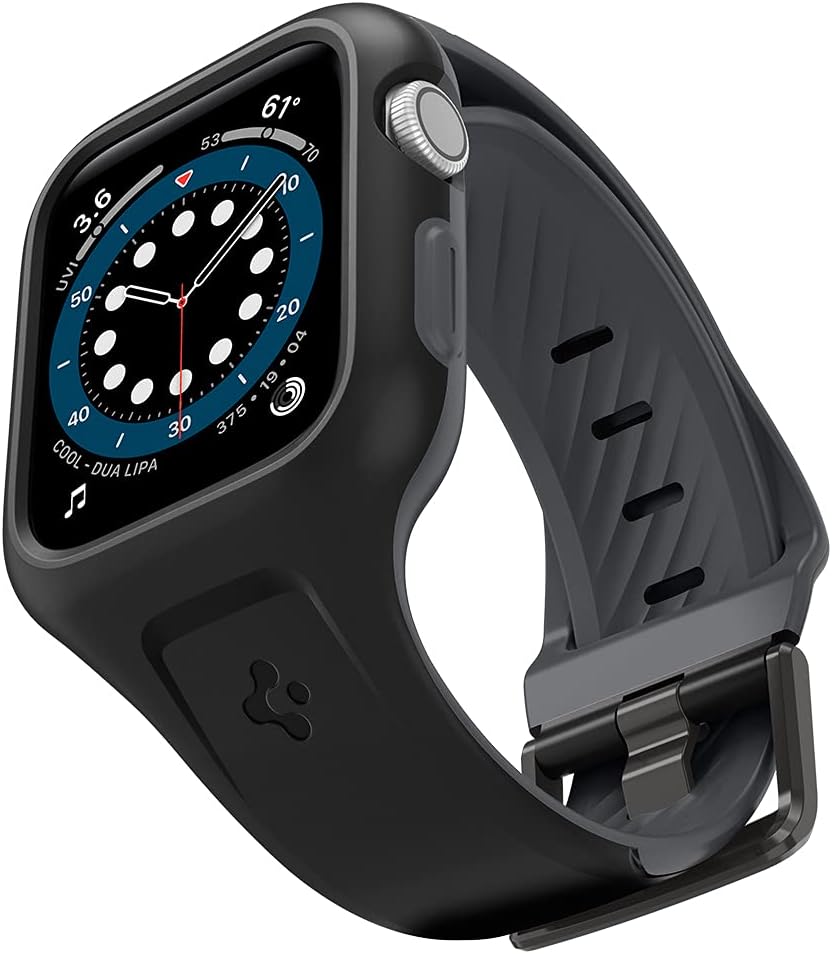 Amazon.com: Spigen Liquid Air Pro Soft Silicone Sports Band Designed for  Apple Watch Series 6/SE/5/4 (44mm) Band with Case - Black : Cell Phones \u0026  Accessories