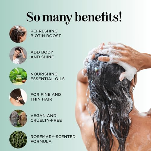 Image of Volumizing Biotin and Rosemary Shampoo - Vegan Rosemary Biotin Shampoo for Thinning Hair for Women and Men with Nourishing B Vitamins & Tea Tree Oil - Paraben Silicone & Sulfate Free (25 Fl Oz)