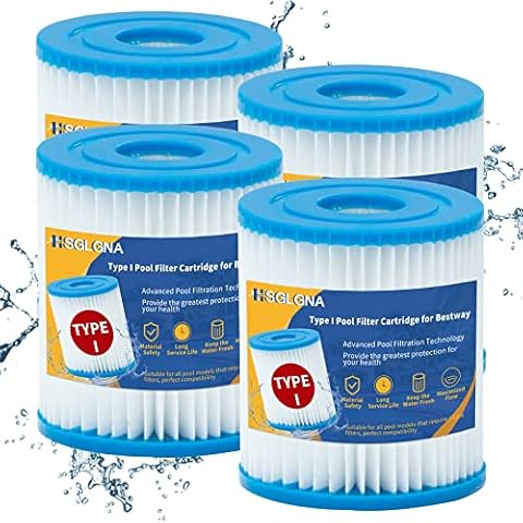 HSGLGNA Filter Type I for Bestway Pool Pumps, Type I Pool Filter Cartridge Filter Cartridges, Spa Filter Cartridge Replacement for Swimming Pools (Pack of 4) Cover
