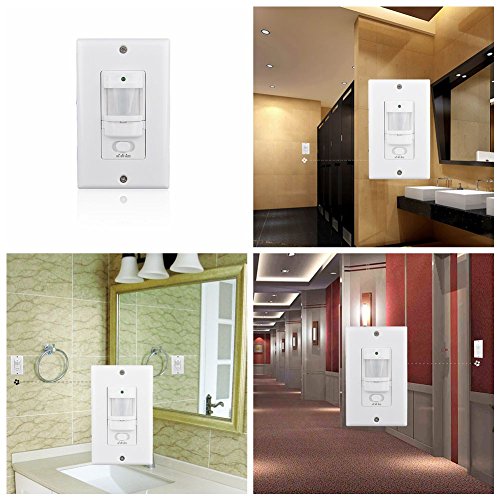 Sensky Motion Sensor Switch, Occupancy Sensor Switch, BS033C Wall Sensor Switch, 110V Neutral Wire Required, White
