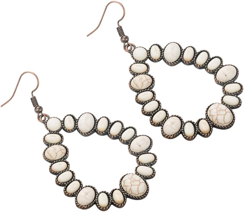 Bohemian Turquoise Geometric C Shape Dangle Earrings Statement Jewelry