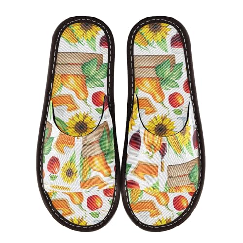 CHIFIGNO Guests Comfortable Non-slip Slip-on Spa Shoes for Hospital and College Dorm Size 6.5-7