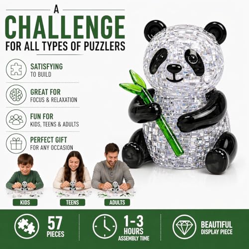 Image of The Clearly Impossible Puzzle 100, 200, 500, 1000 Pieces Hard Puzzle for Adults Cool Difficult Clear Brain Teaser - Difficult Funny for Adults (Panda 3D Edition)
