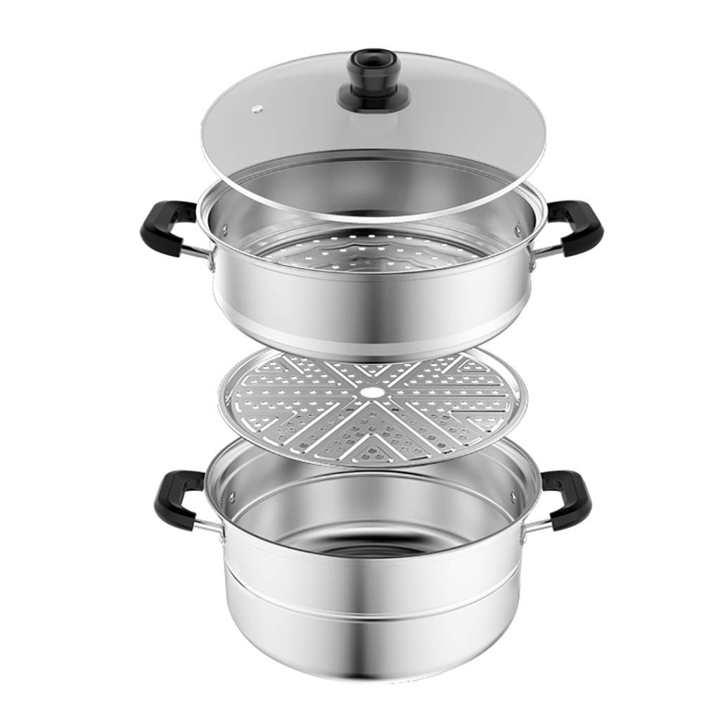 430 Stainless Steel Steamer/Soup Pot 2-layer Household With Steamer 26cm Thickened Suitable for Gas Stove/Induction Cooker Suitable for 1-3 People