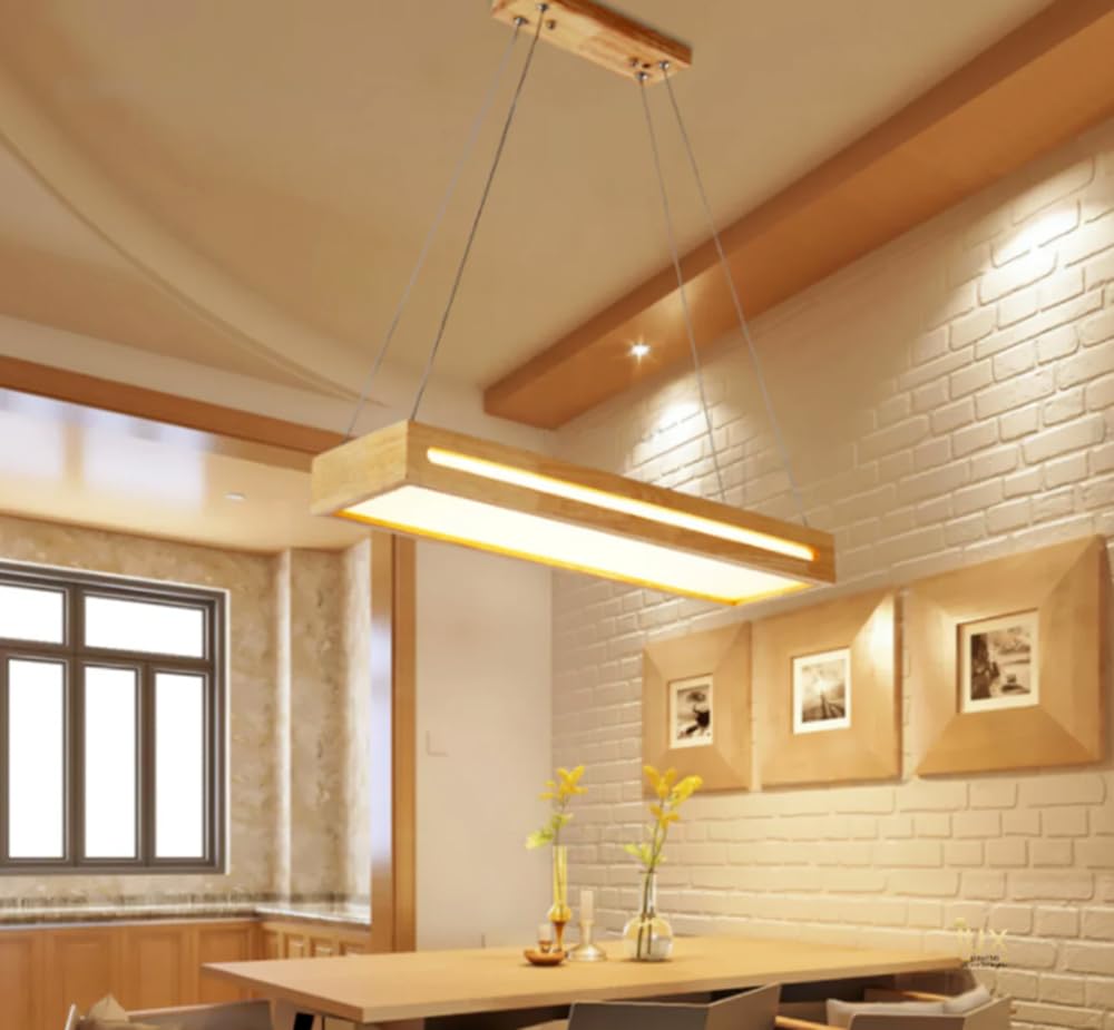Artica Warm White Wooden Pendant Light Adjustable Hanging Ceiling Light in Acrylic Shade for Restaurant Cafe Bar Kitchen Dining Room Living Room 30w-image-49