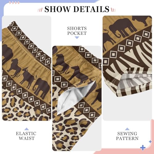 ZZXXB Elephant Giraffe Leopard Print Boys Long Pants Soft Trousers Elastic Waist Kids Lounge Bottoms with Pockets S-XL4