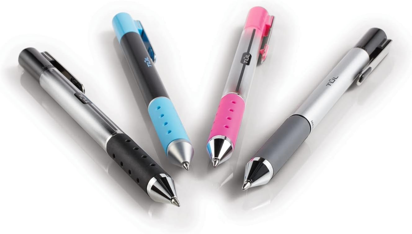 TUL Retractable Gel Pens, Bullet Point, 0.7 mm, Gray Barrel, Assorted Standard And Bright Ink Colors, Pack Of 14