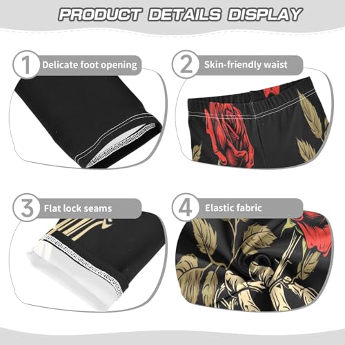 Bolaz Toddler Girls Leggings Printed Yoga Pants Leggings Skull Red Rose Two for Kids3