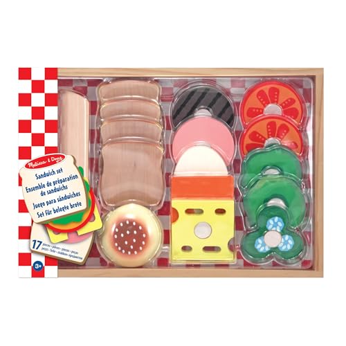 Cadeau enfant 2 ans ensemble préparation sandwichs feutrine et bois de 33 pièces