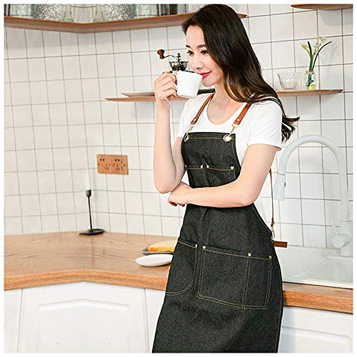 Unisex-Schürze, Denim-Arbeitsschürze, Cross-Strap-Design Mit 4 Taschen, Workman Engineers Carpenter Barber-Schürze, Fit Kitchen, Garten,