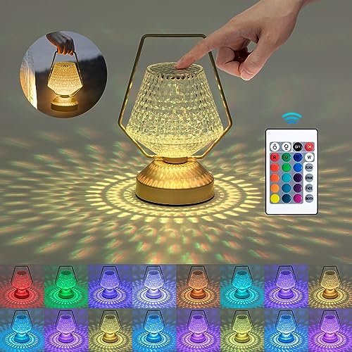 Aigostar LED Tischlampe aus Kristall, 16 Farben 4 Modi Rose Diamant...