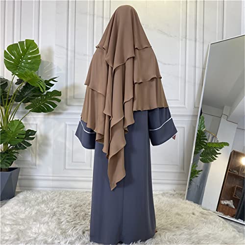 Ramadan Eid Prayer Garment Long Khimar Hijab Scarf Wrap 3 Layer Abaya Jilbab Muslim Islam Women Niqab Hijab2